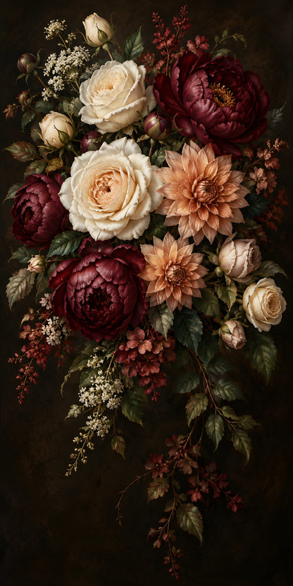 Dark Moody Floral fridge wrap full design