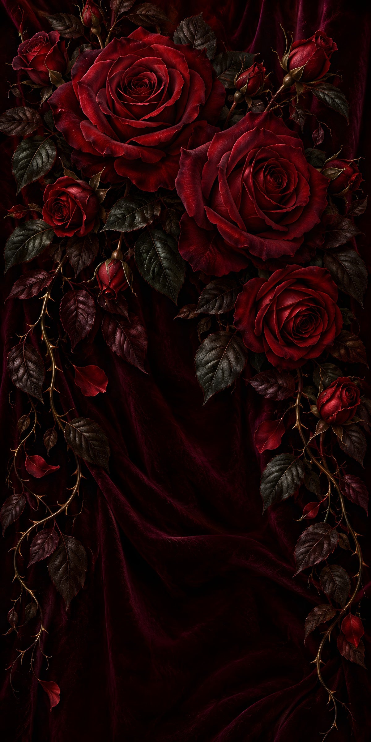 Dark Romantic Roses fridge wrap full design