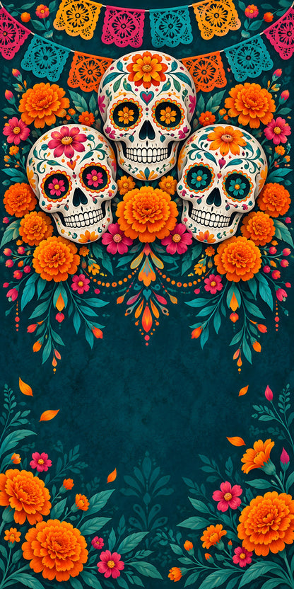 Day of the Dead Sugar Skulls fridge wrap full design