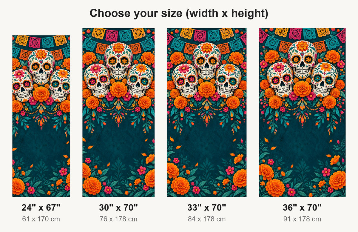 Day of the Dead Sugar Skulls fridge wrap available sizes 24, 30, 33 and 36 inch