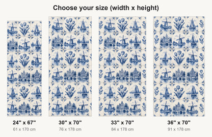 Delft Blue Tiles fridge wrap available sizes 24, 30, 33 and 36 inch