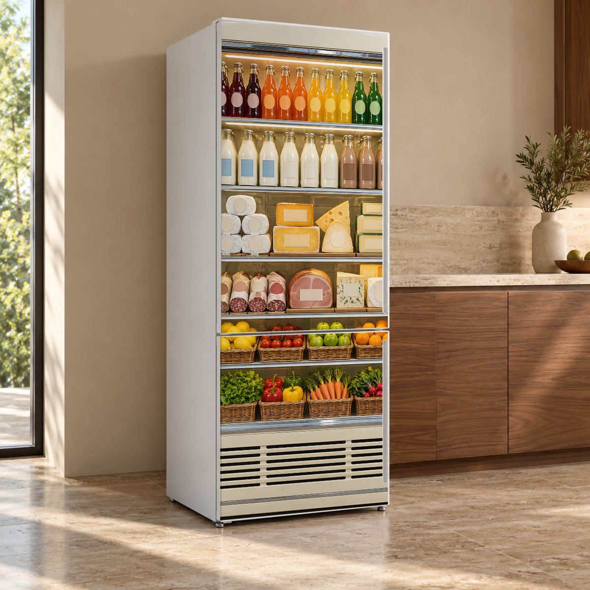 Deli Display Cooler fridge wrap, refrigerator shown at an angle