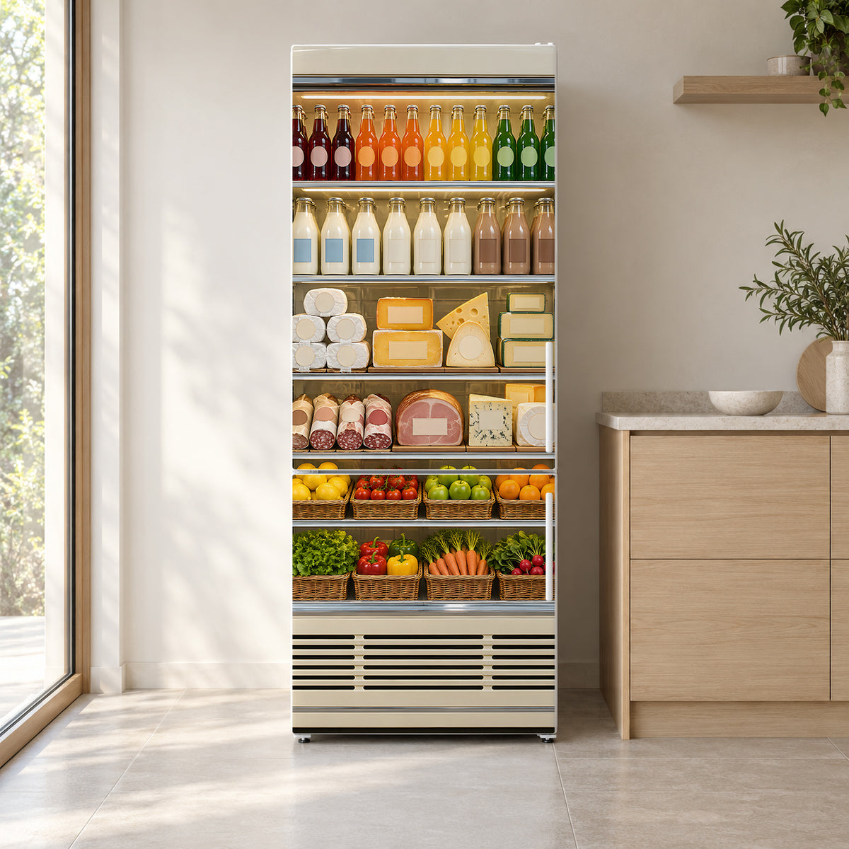 Deli Display Cooler fridge wrap on a white refrigerator in a bright kitchen