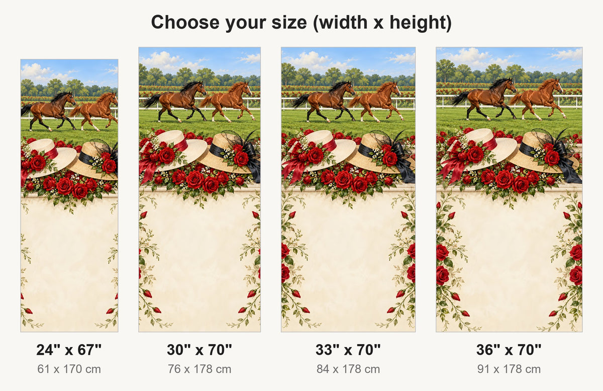 Derby Day Roses & Racehorses fridge wrap available sizes 24, 30, 33 and 36 inch