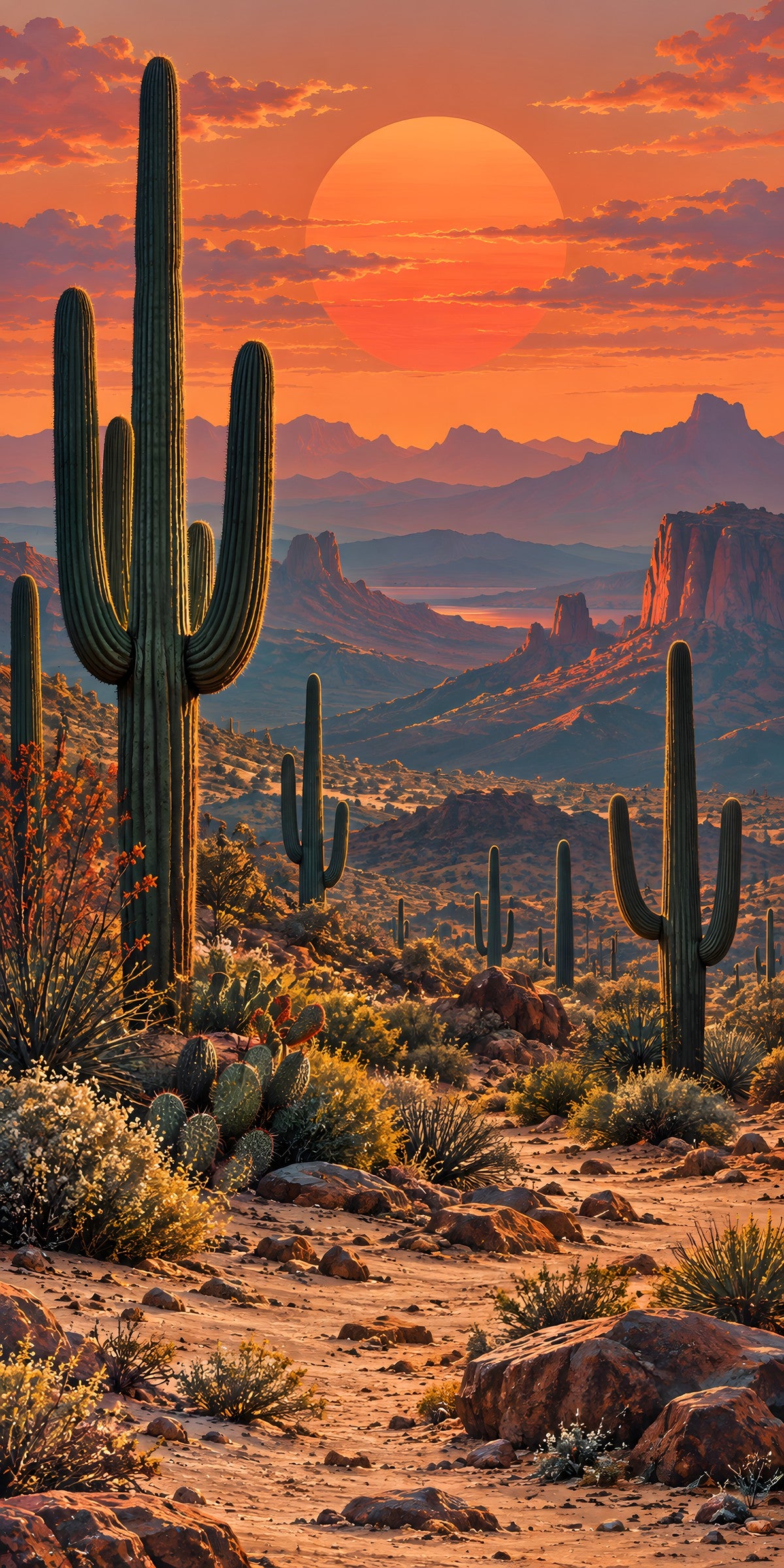 Desert Saguaro Sunset fridge wrap full design