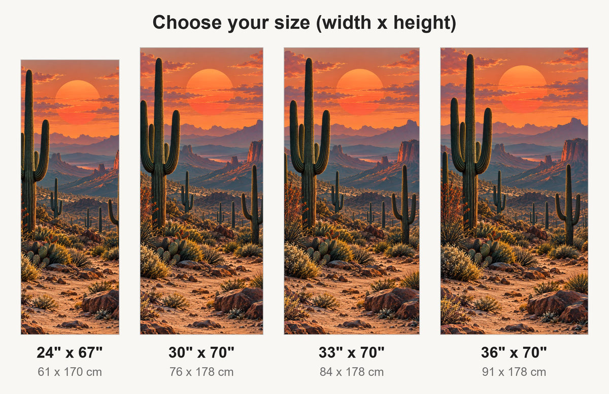 Desert Saguaro Sunset fridge wrap available sizes 24, 30, 33 and 36 inch
