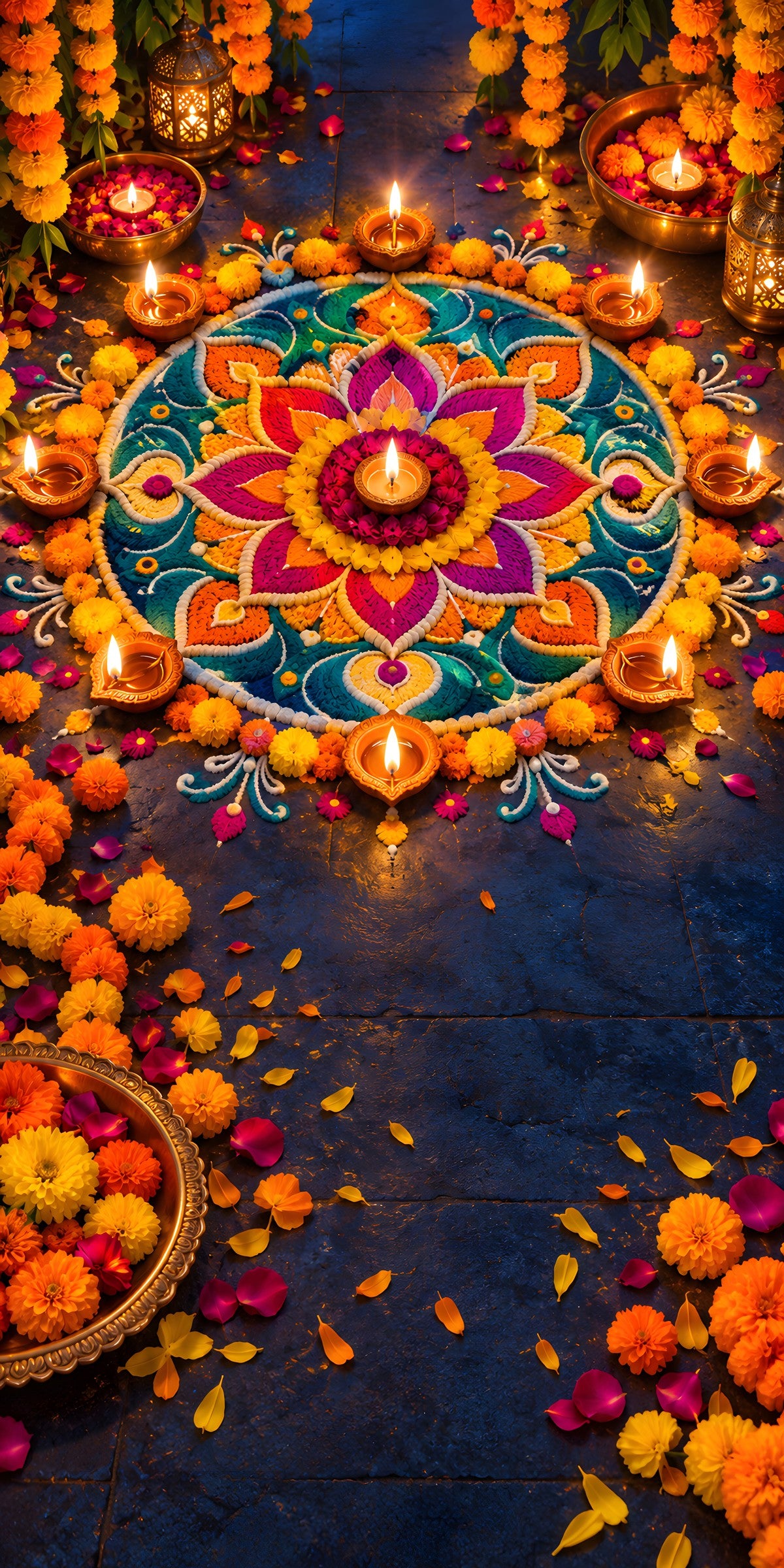 Diwali Lights & Rangoli fridge wrap full design