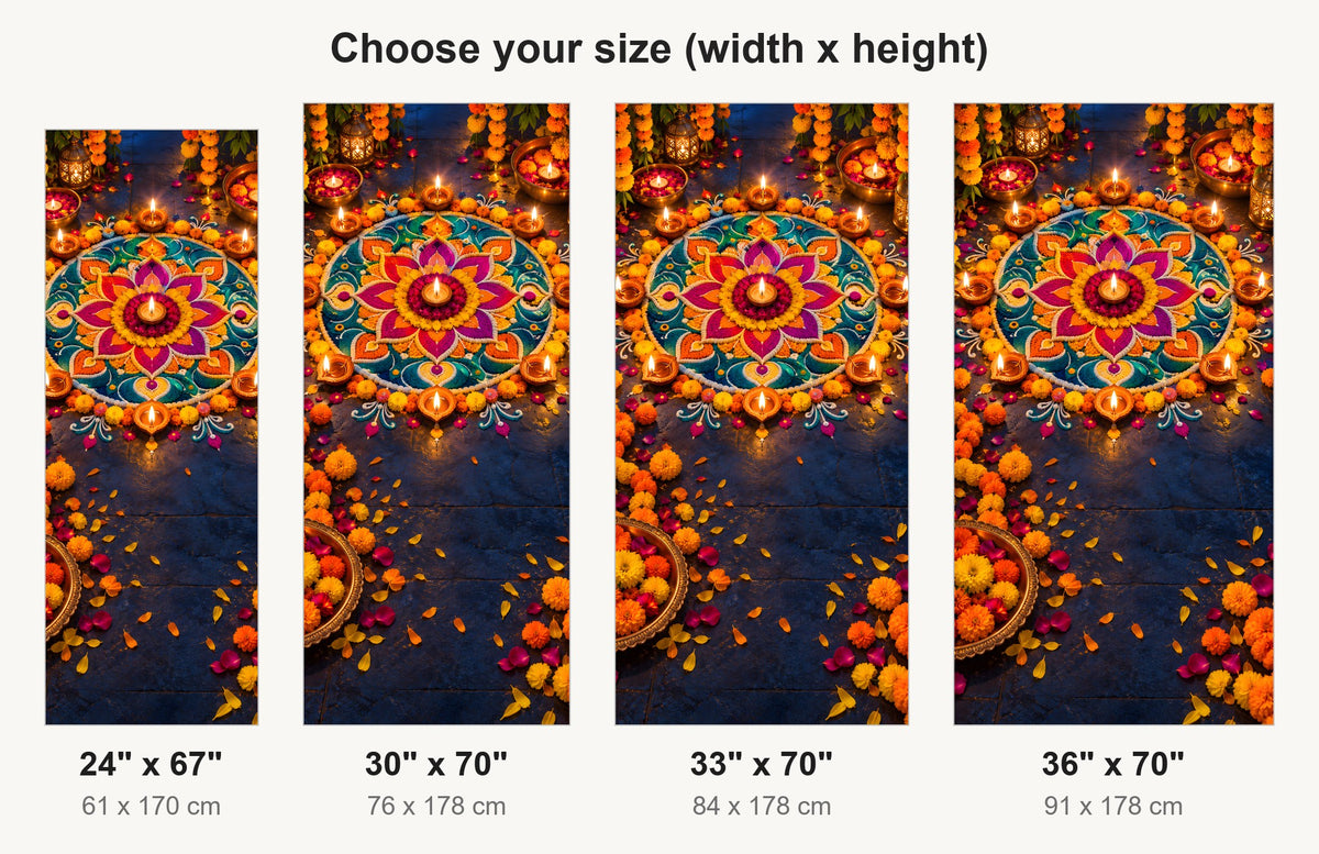 Diwali Lights & Rangoli fridge wrap available sizes 24, 30, 33 and 36 inch
