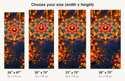 Diwali Lights & Rangoli fridge wrap available sizes 24, 30, 33 and 36 inch