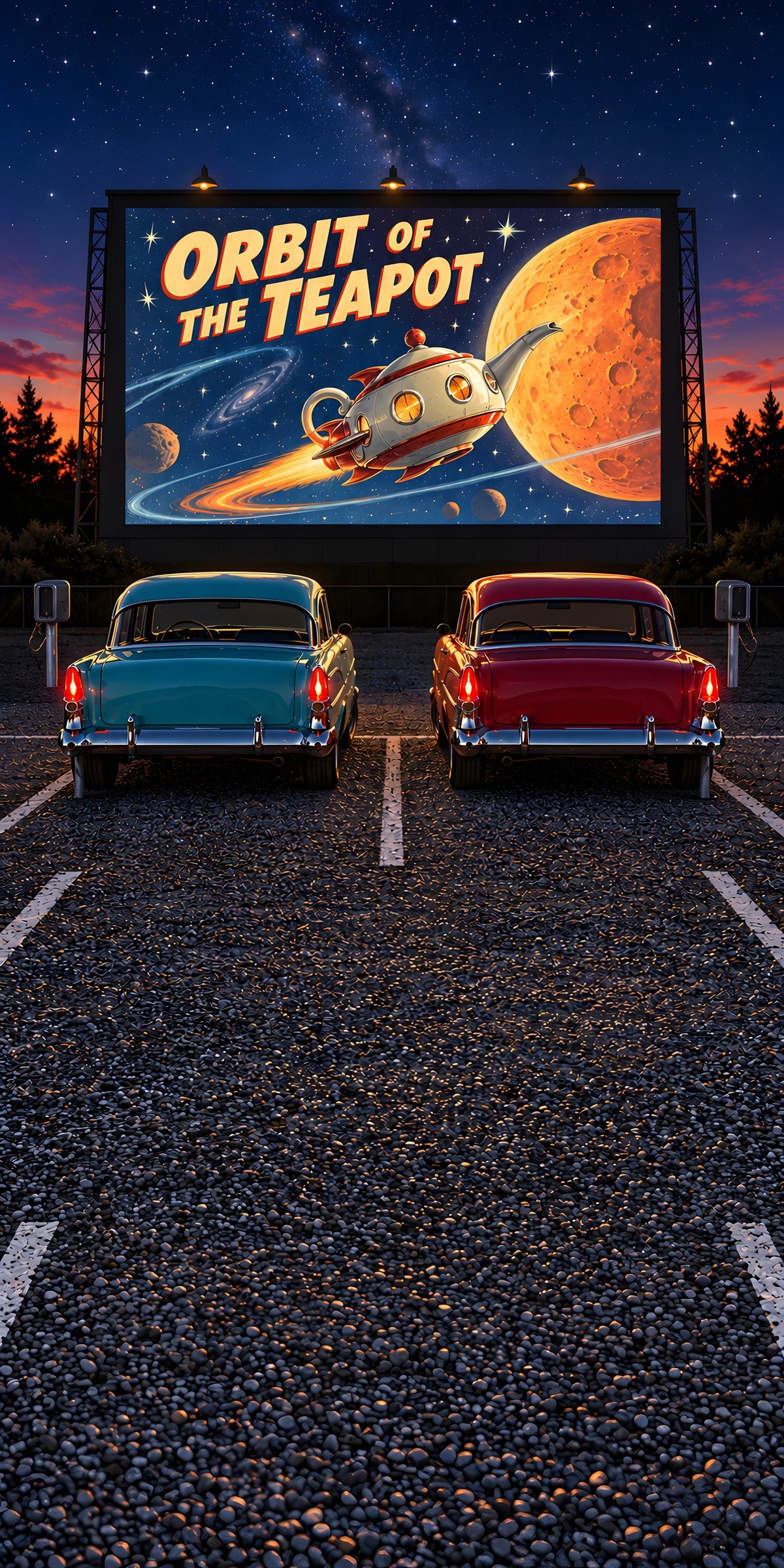 Drive-In Movie Theater fridge wrap full design