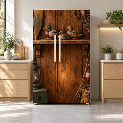 Duck Decoys fridge wrap on a side-by-side refrigerator