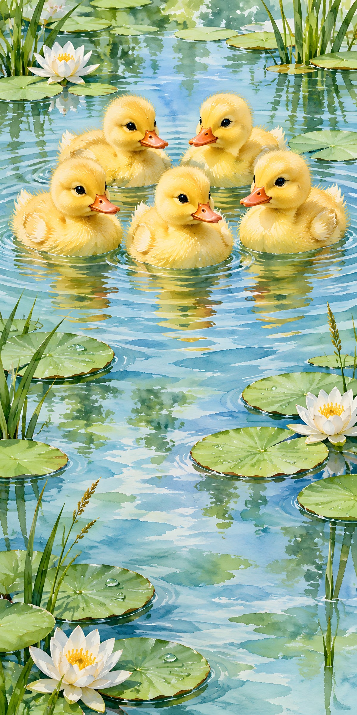 Ducklings in the Pond fridge wrap full design