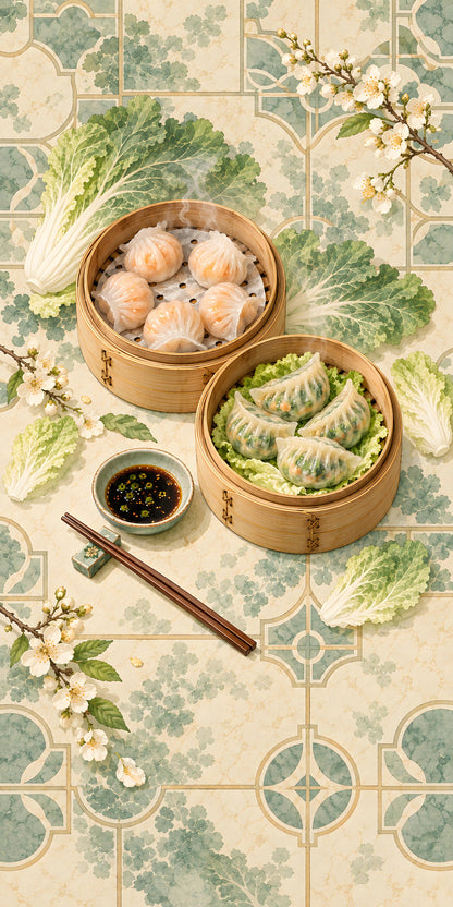 Dumplings & Dim Sum fridge wrap full design