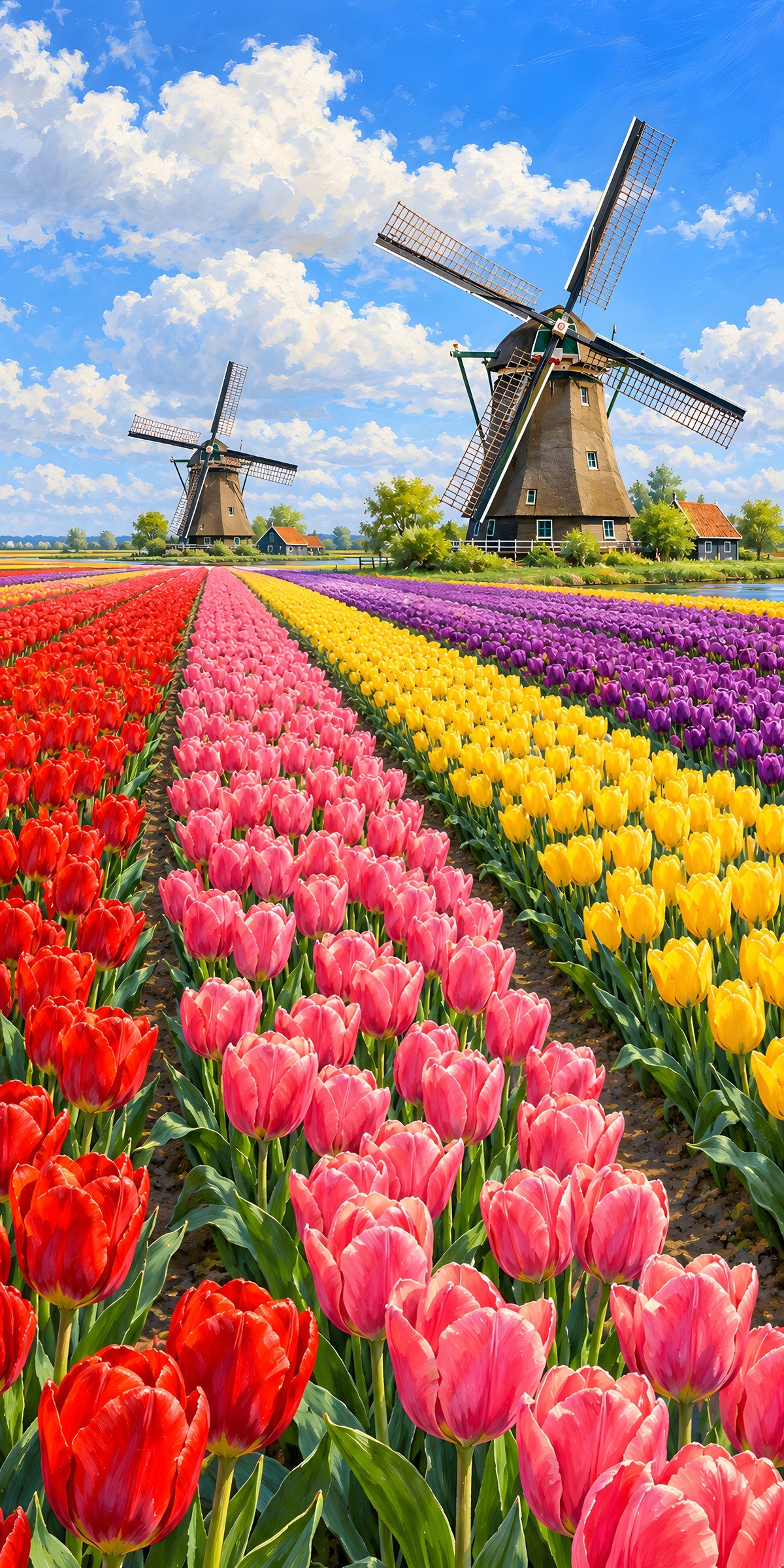 Dutch Windmills & Tulip Fields fridge wrap full design