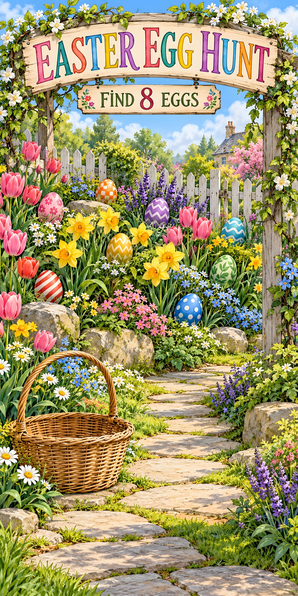Easter Egg Hunt Garden fridge wrap full design