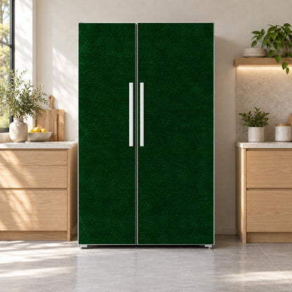 Emerald Velvet fridge wrap on a side-by-side refrigerator