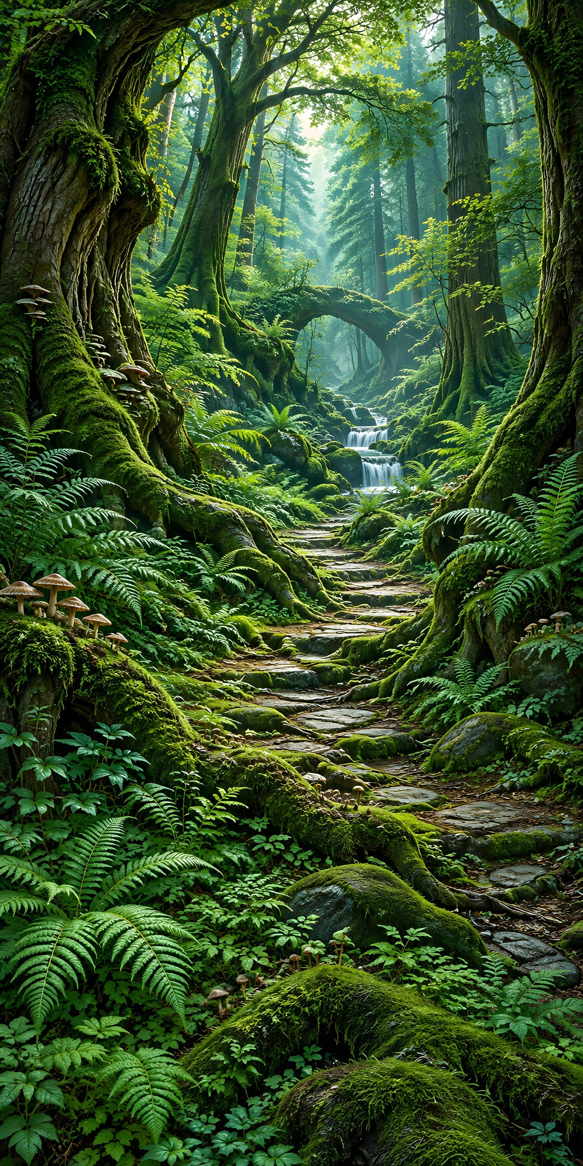 Enchanted Moss Forest fridge wrap full design