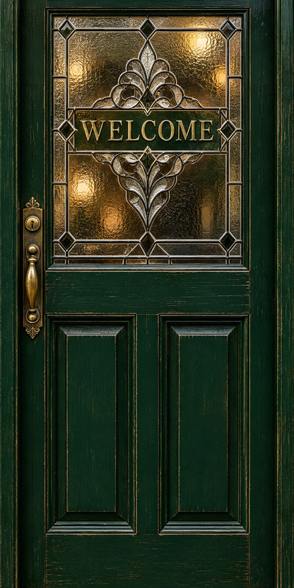 English Pub Door fridge wrap full design