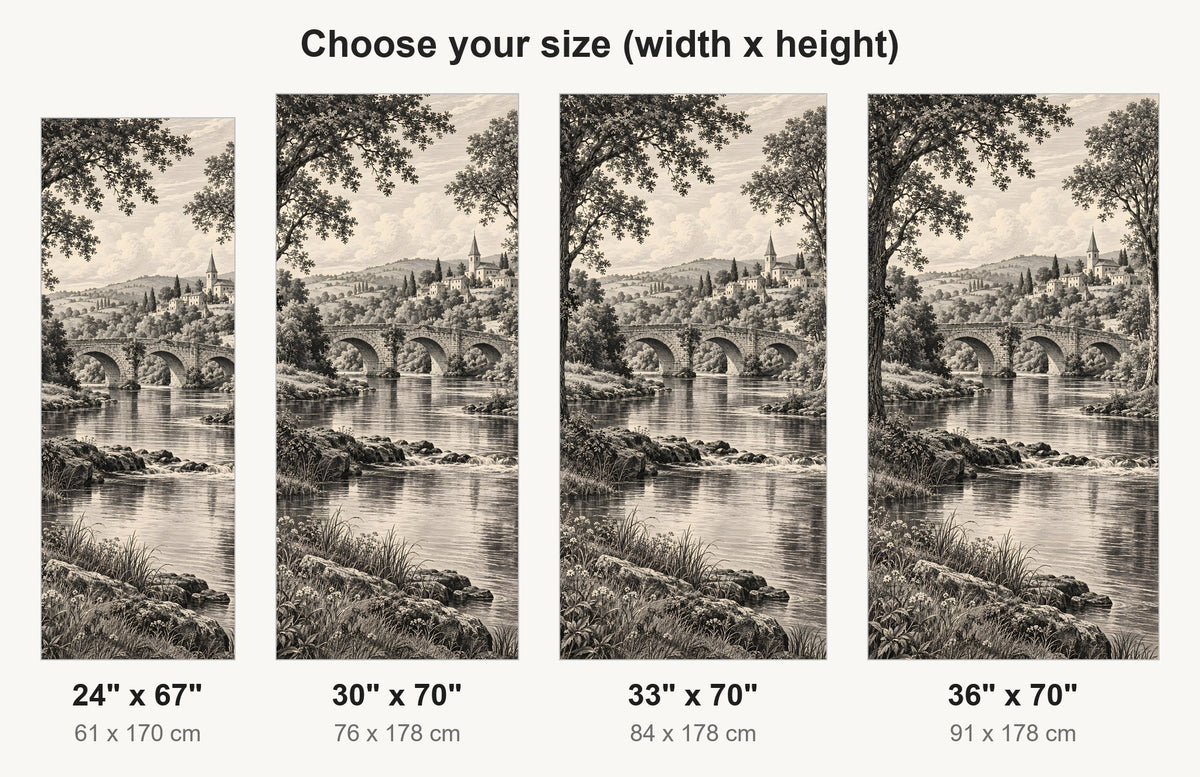 Engraving River Landscape fridge wrap available sizes 24, 30, 33 and 36 inch