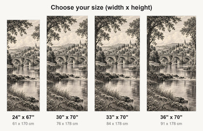Engraving River Landscape fridge wrap available sizes 24, 30, 33 and 36 inch