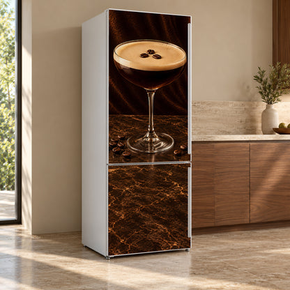 Espresso Martini fridge wrap, refrigerator shown at an angle