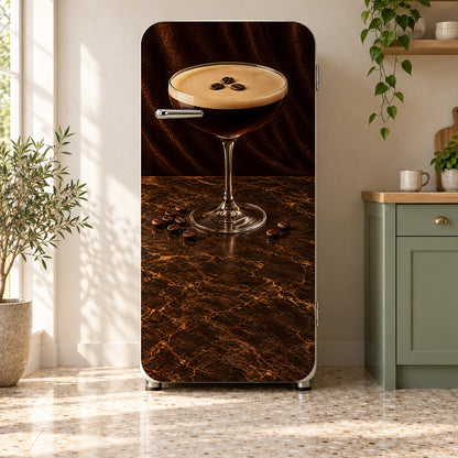 Espresso Martini fridge wrap on a retro refrigerator