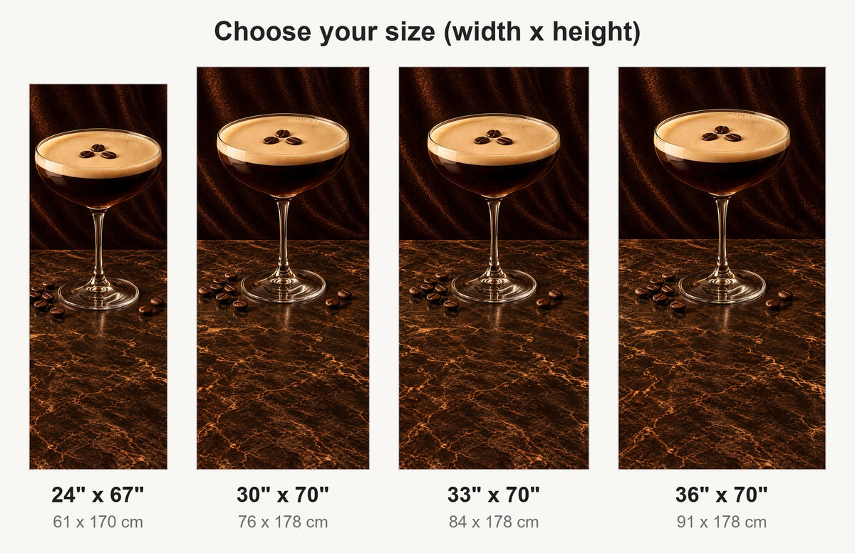 Espresso Martini fridge wrap available sizes 24, 30, 33 and 36 inch