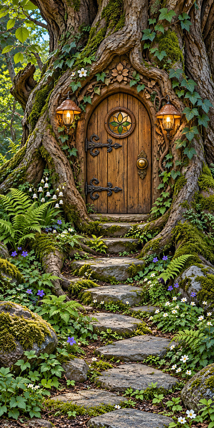 Fairy Door in a Tree fridge wrap full design