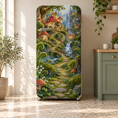 Fairy Forest fridge wrap on a retro refrigerator