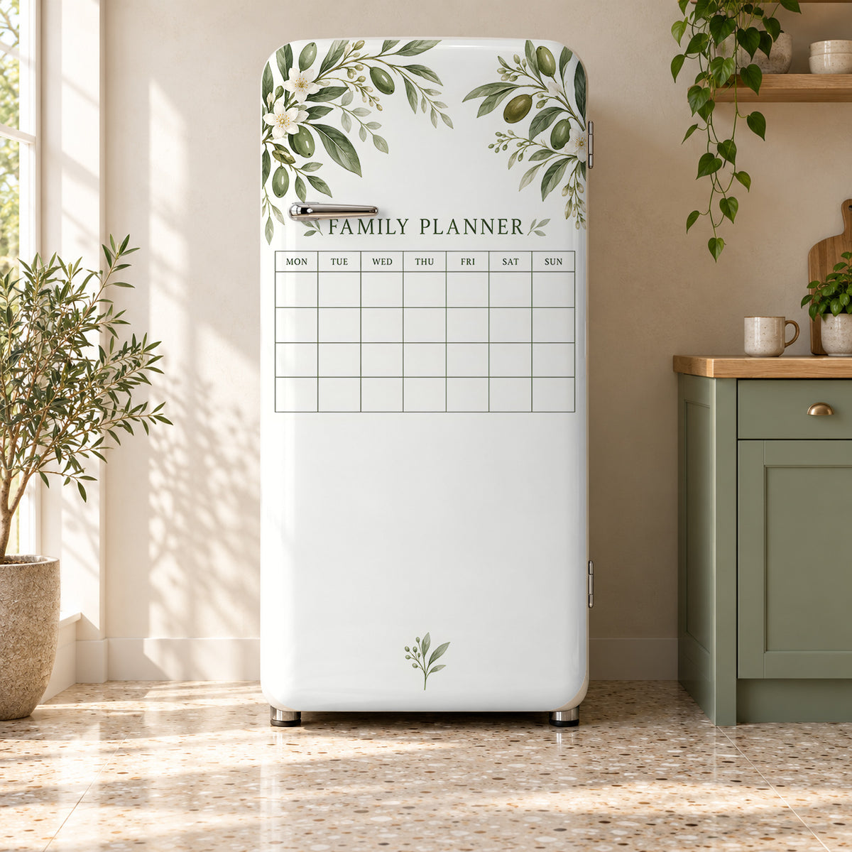 Family Planner fridge wrap on a retro refrigerator