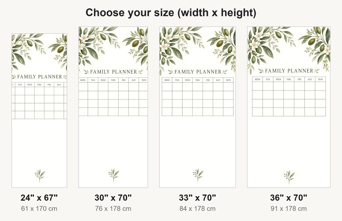 Family Planner fridge wrap available sizes 24, 30, 33 and 36 inch