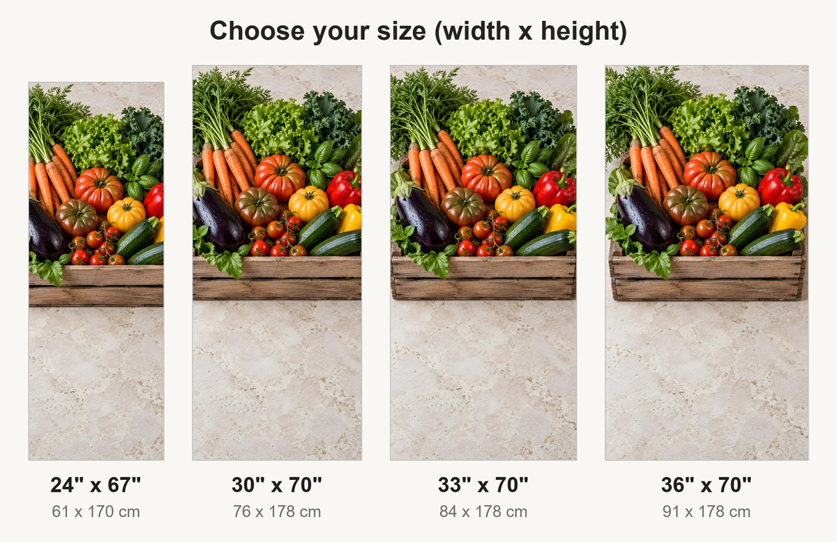 Farmers Market Vegetables fridge wrap available sizes 24, 30, 33 and 36 inch