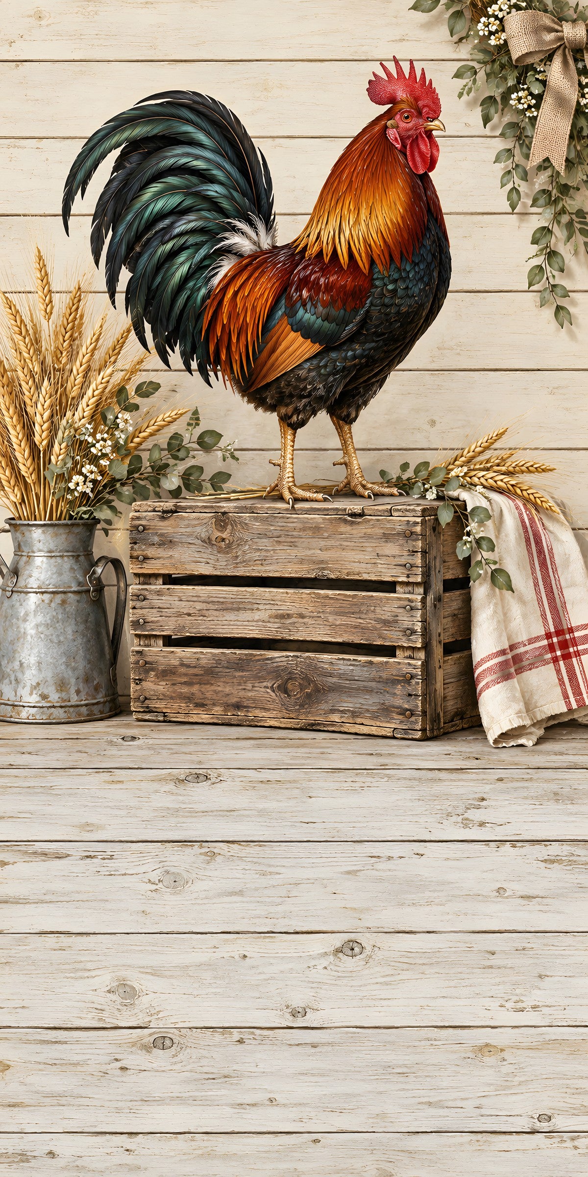 Farmhouse Rooster fridge wrap full design