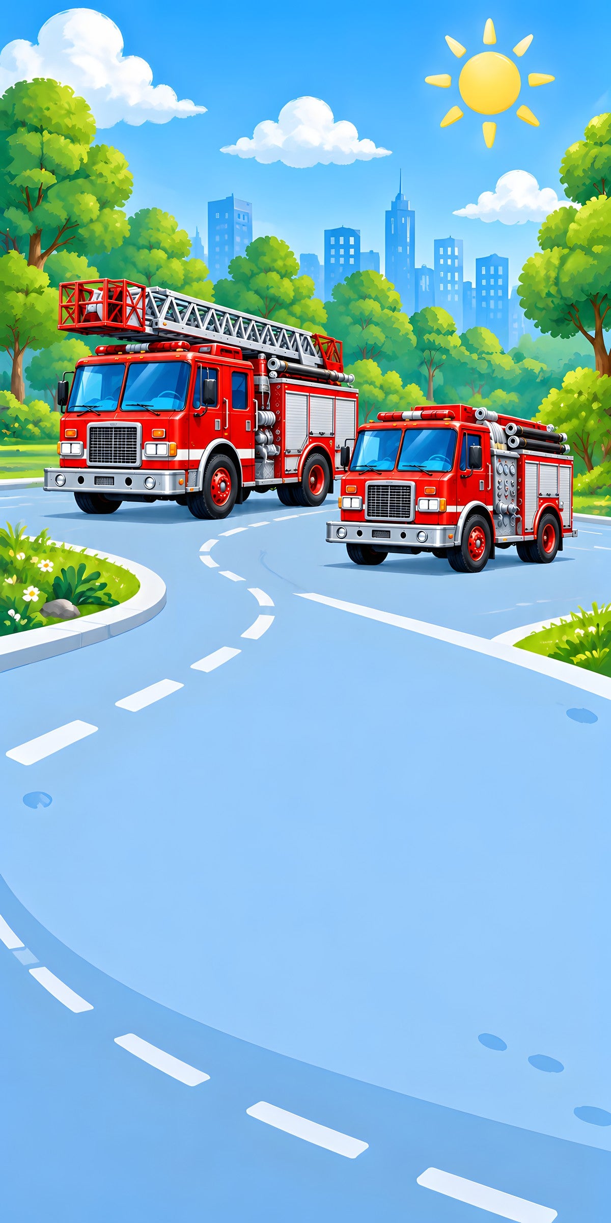 Fire Trucks fridge wrap full design