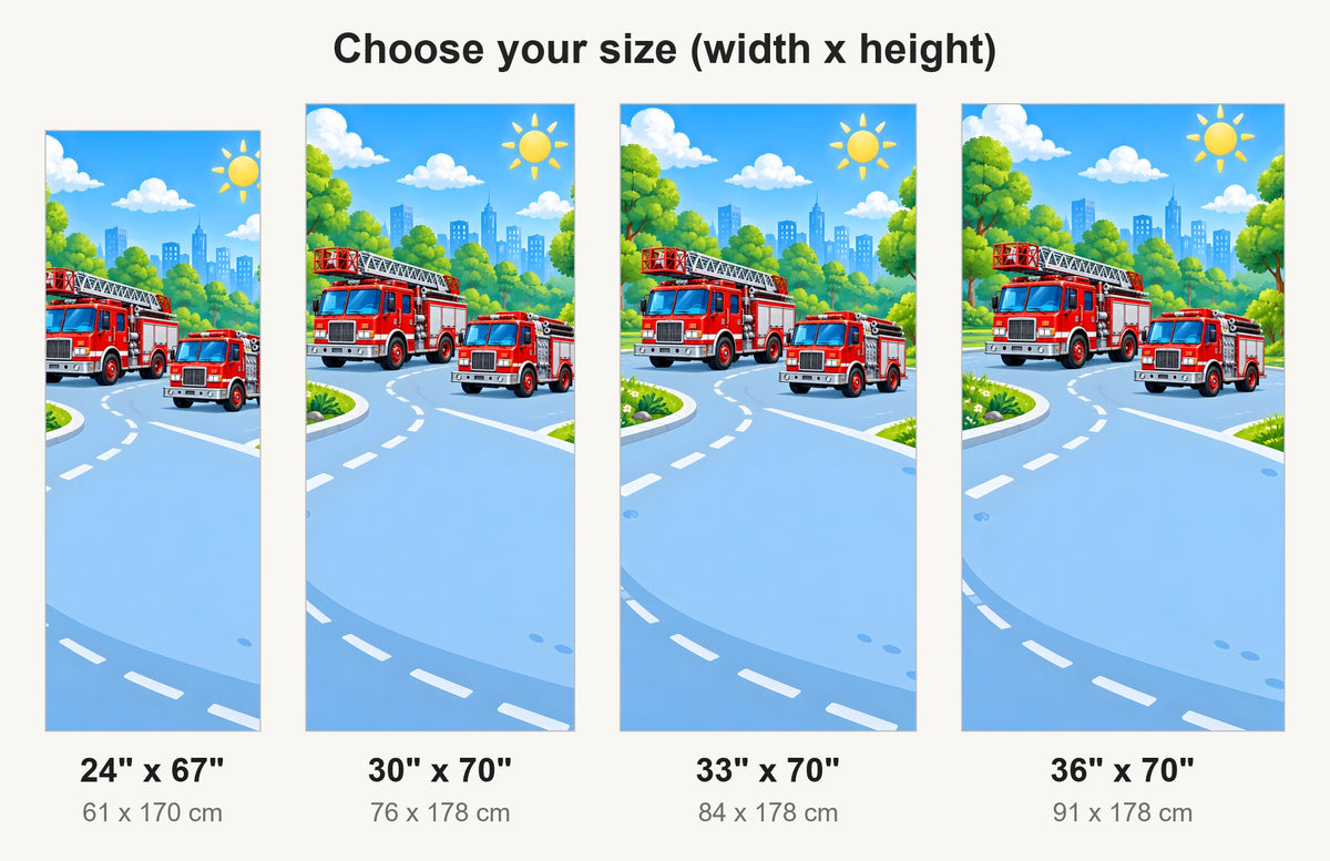 Fire Trucks fridge wrap available sizes 24, 30, 33 and 36 inch
