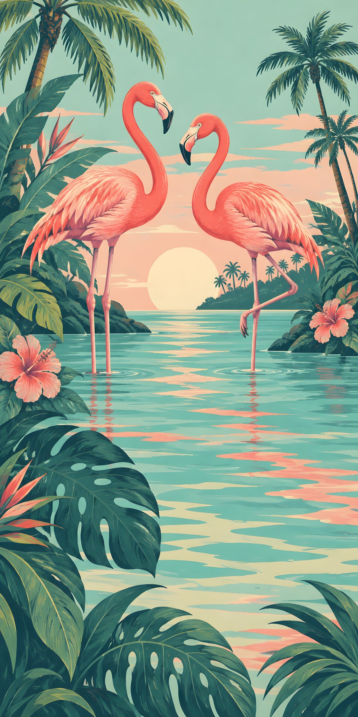 Flamingos fridge wrap full design