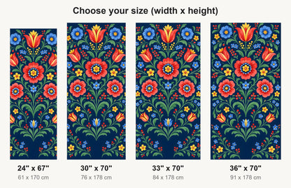 Colorful Folk Art Florals fridge wrap available sizes 24, 30, 33 and 36 inch