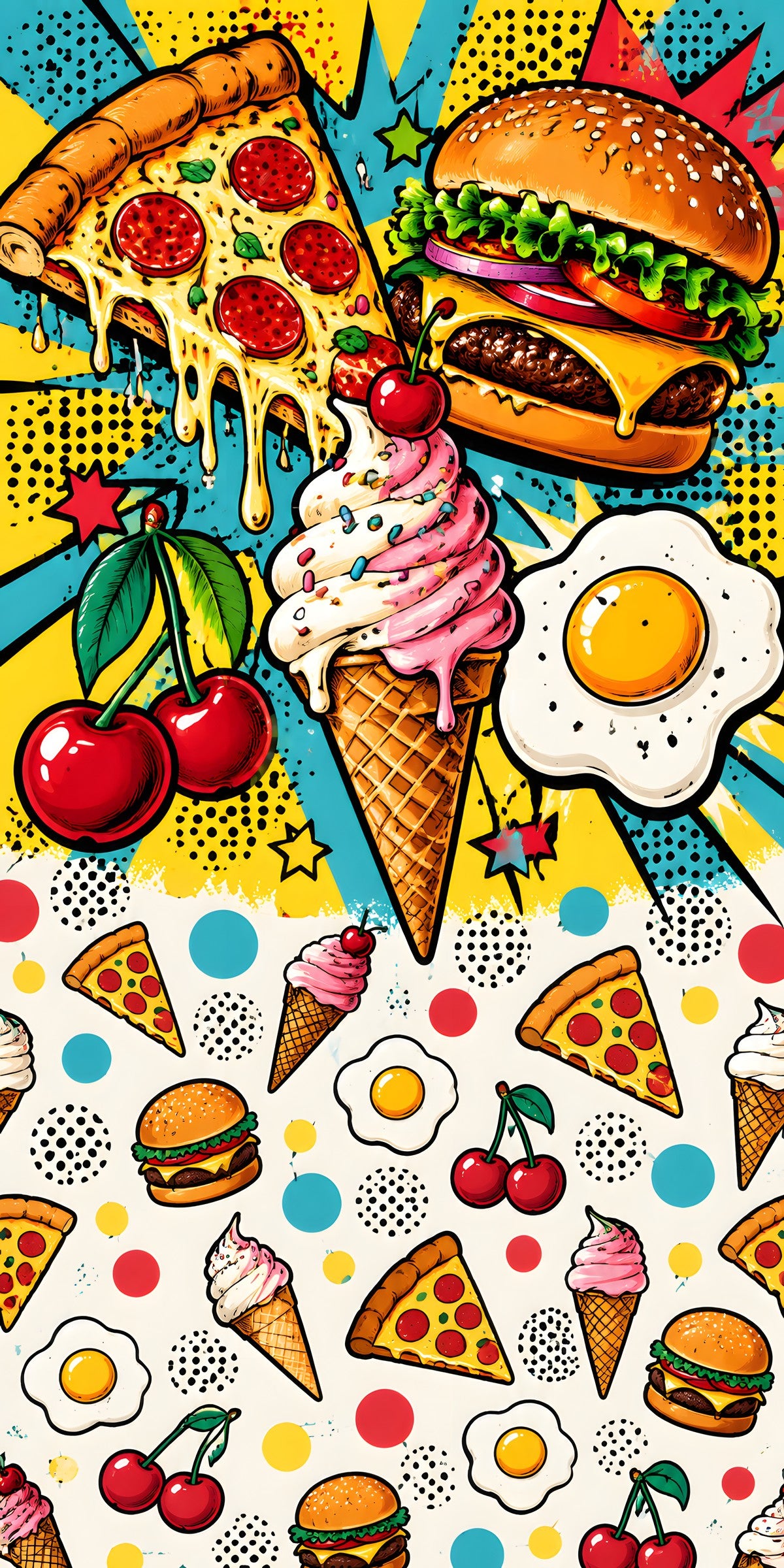 Food Pop Art fridge wrap full design