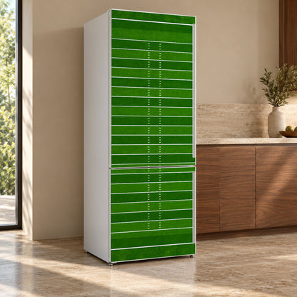 Football Field fridge wrap, refrigerator shown at an angle