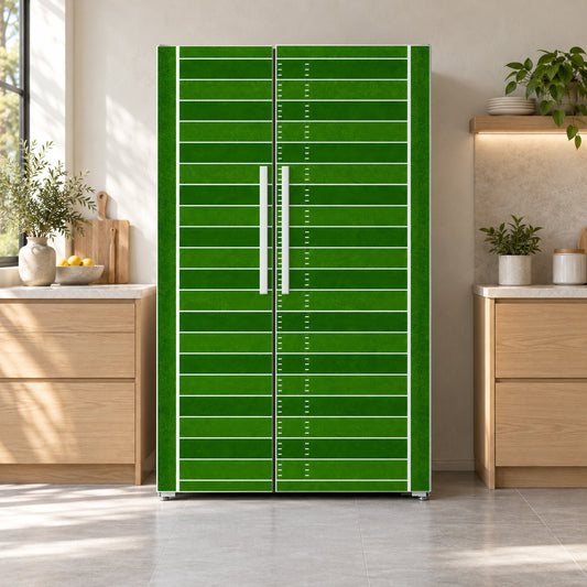 Football Field fridge wrap on a side-by-side refrigerator
