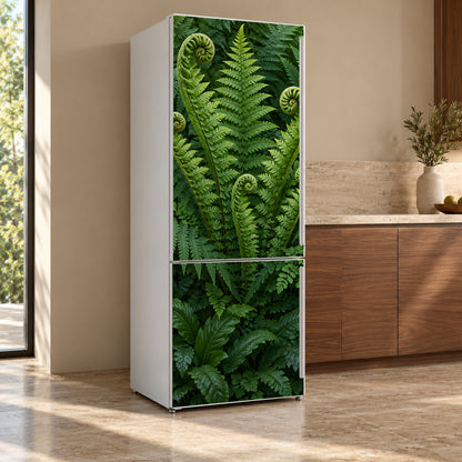 Forest Ferns fridge wrap, refrigerator shown at an angle