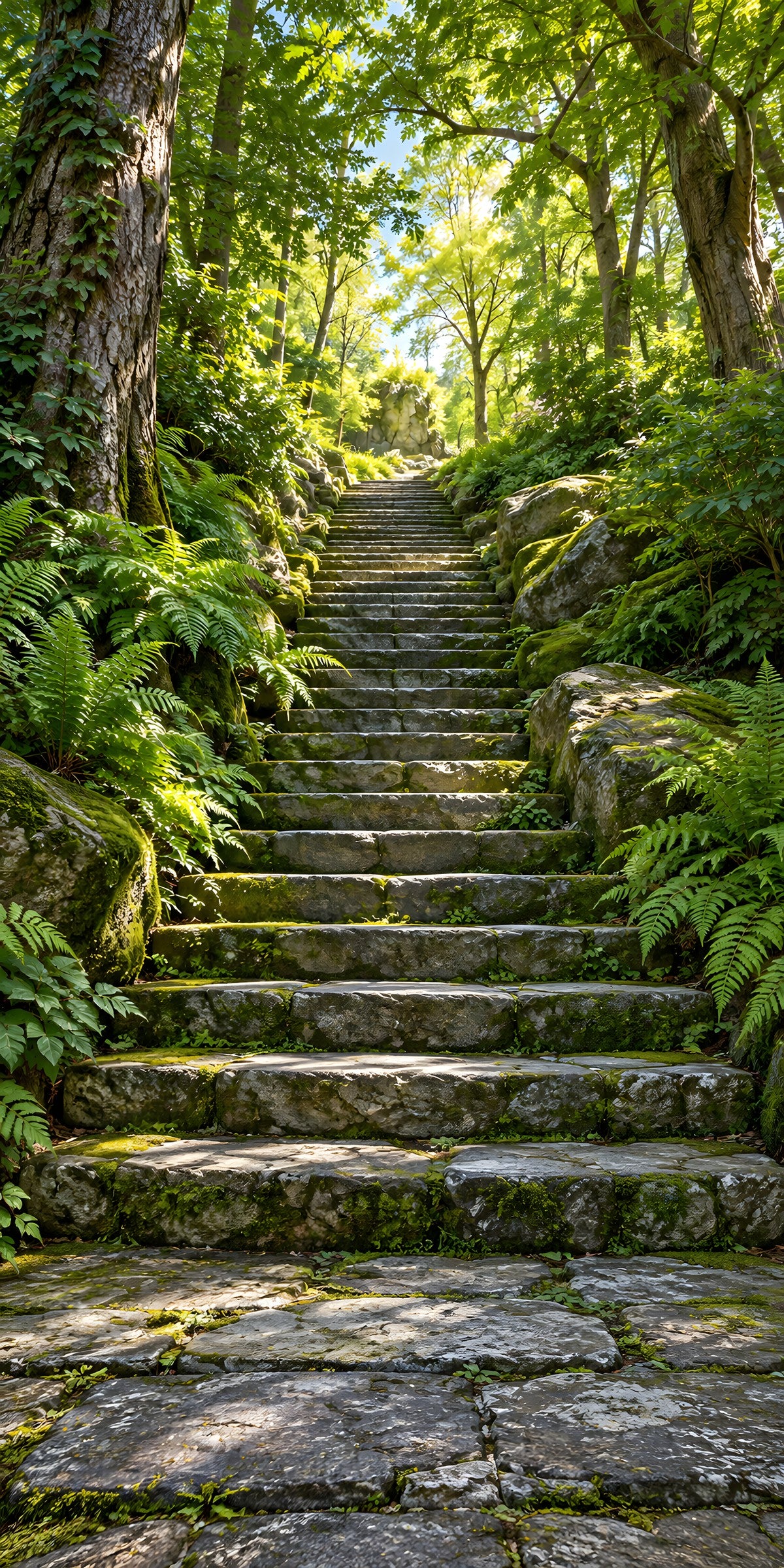 Forest Stone Staircase fridge wrap full design