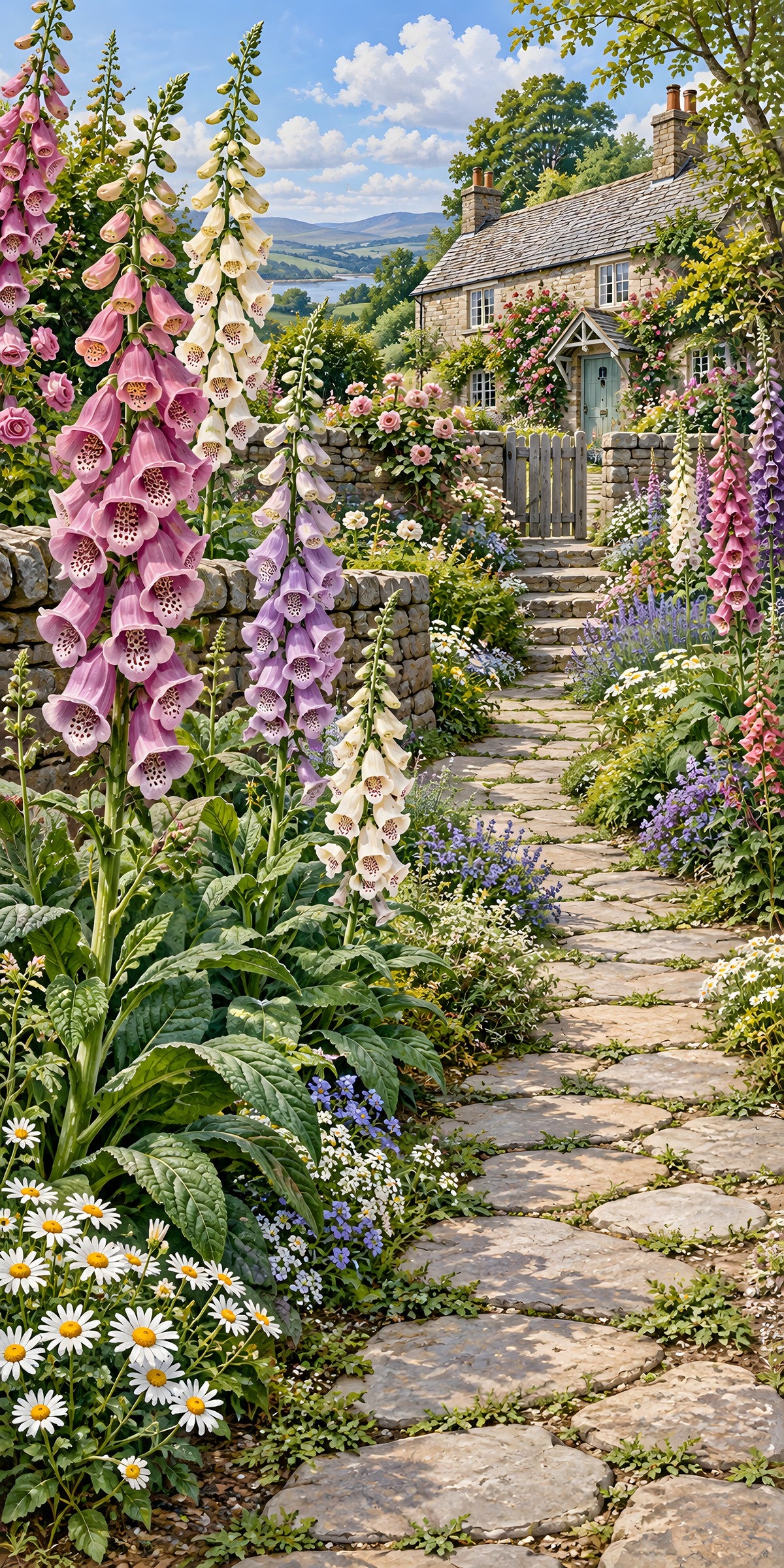 Foxgloves Cottage Garden fridge wrap full design