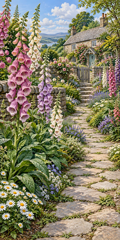 Foxgloves Cottage Garden fridge wrap full design