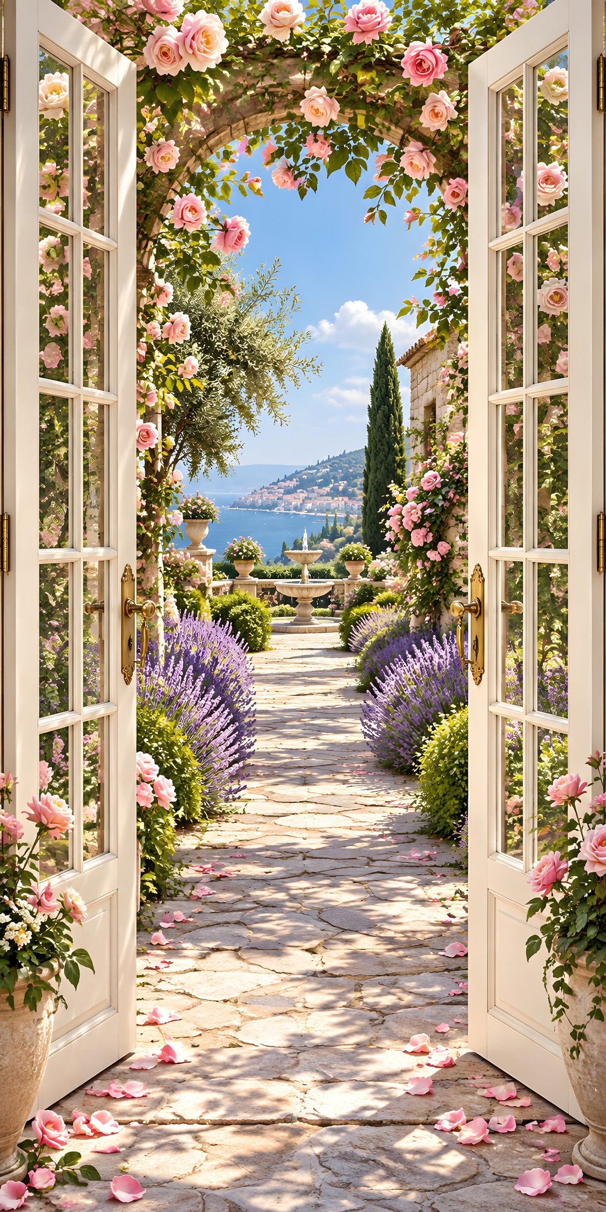 French Doors to the Garden fridge wrap full design