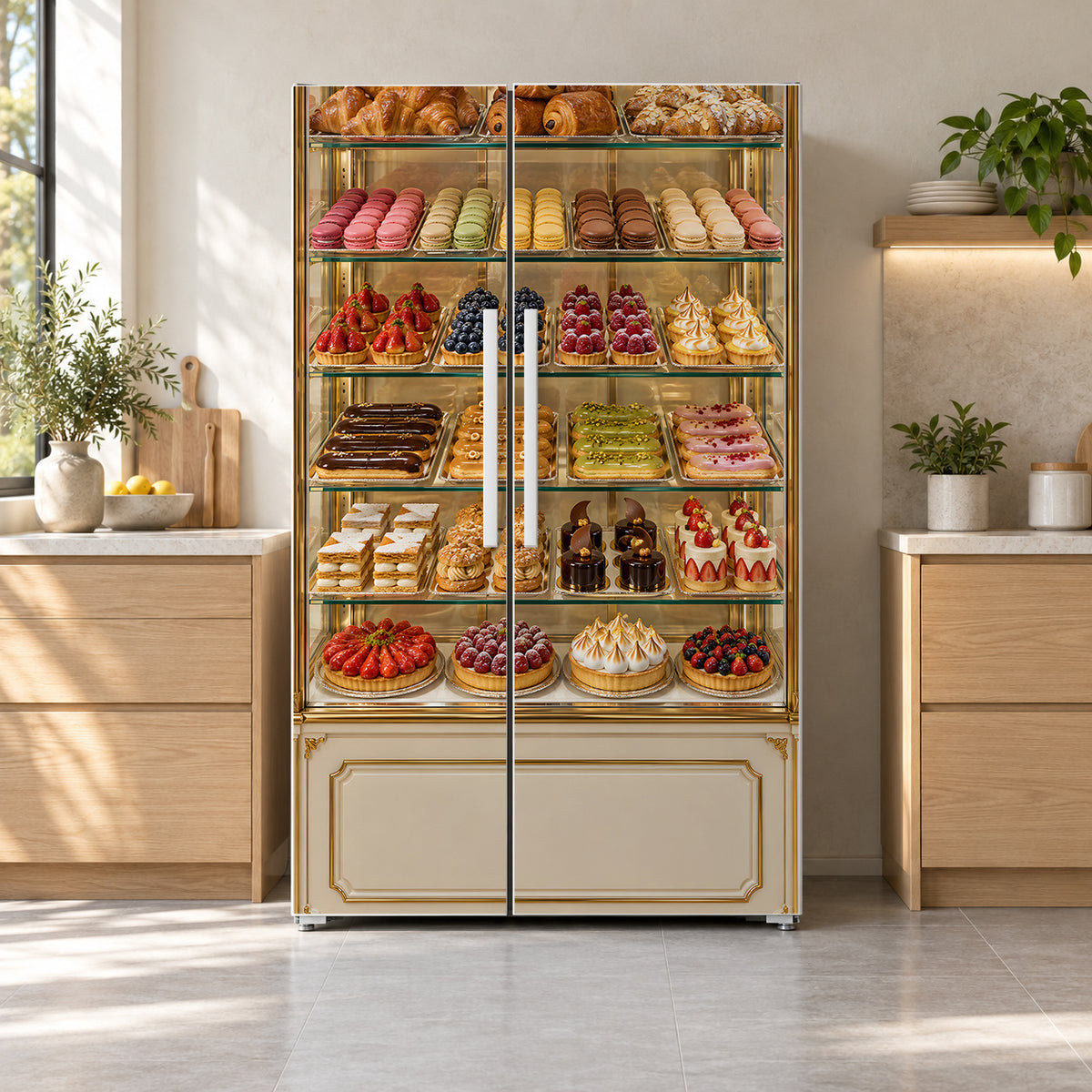 French Pastry Display Case fridge wrap on a side-by-side refrigerator