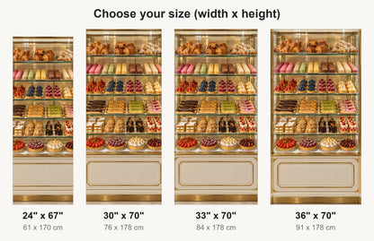 French Pastry Display Case fridge wrap available sizes 24, 30, 33 and 36 inch