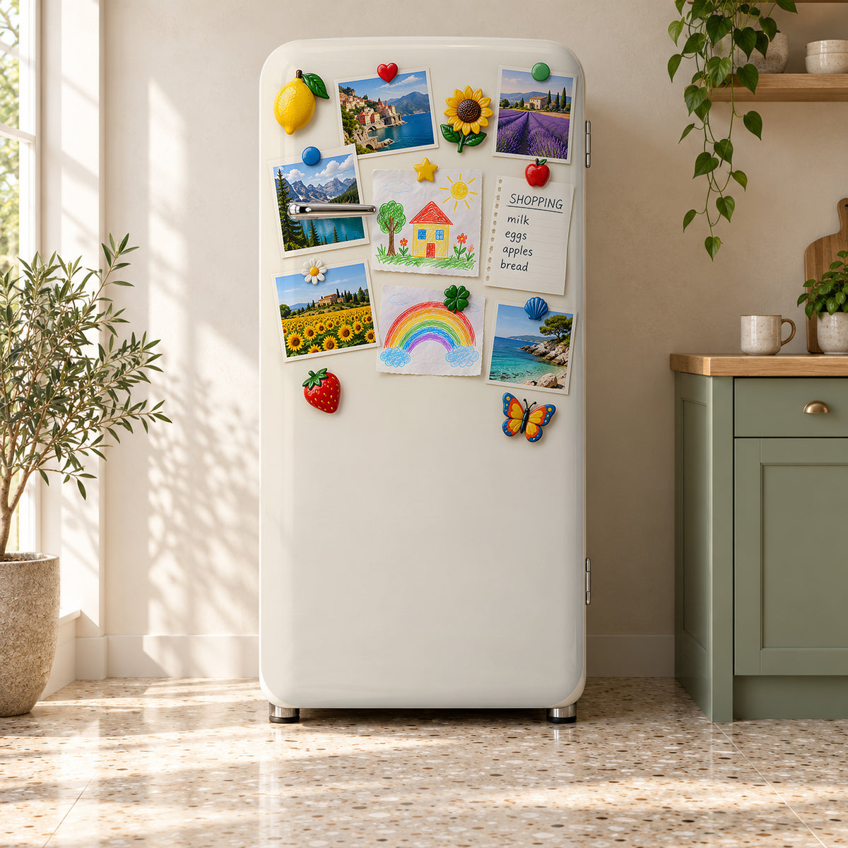Fridge Magnet Collage fridge wrap on a retro refrigerator