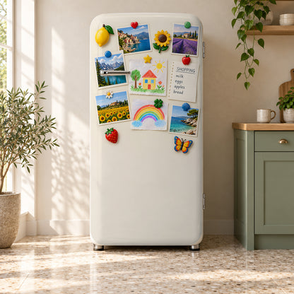 Fridge Magnet Collage fridge wrap on a retro refrigerator