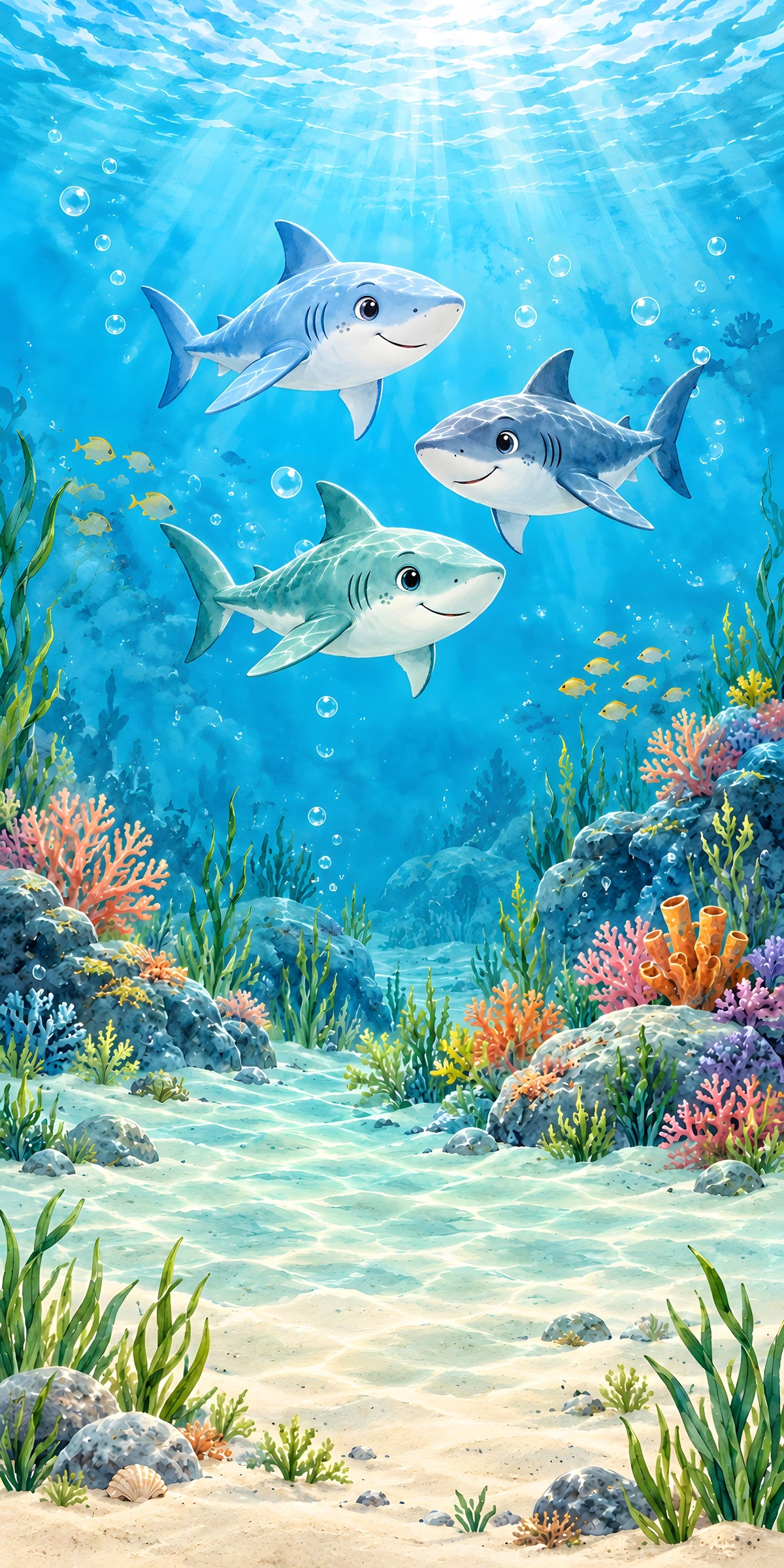 Friendly Sharks fridge wrap full design